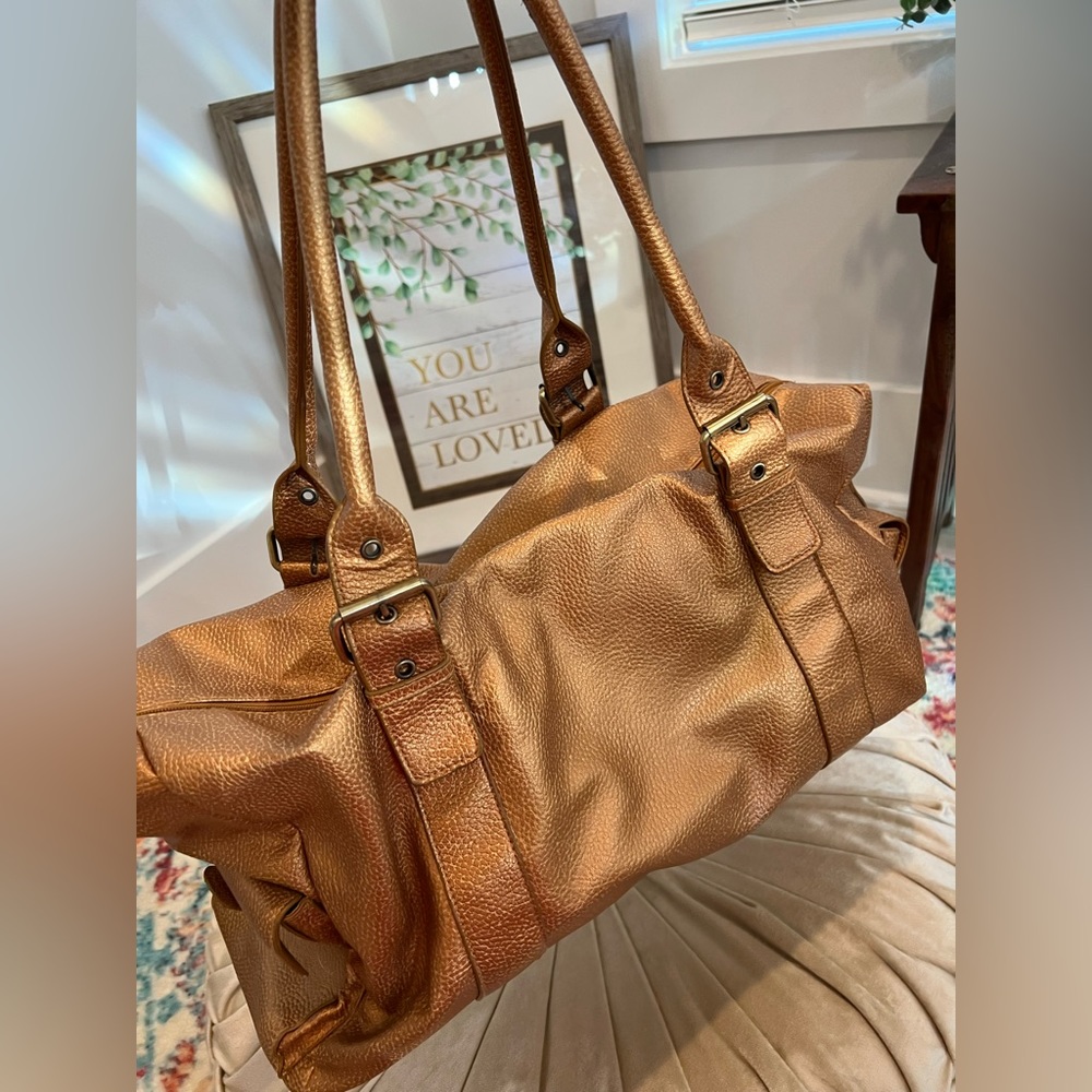 Gold weekender bag